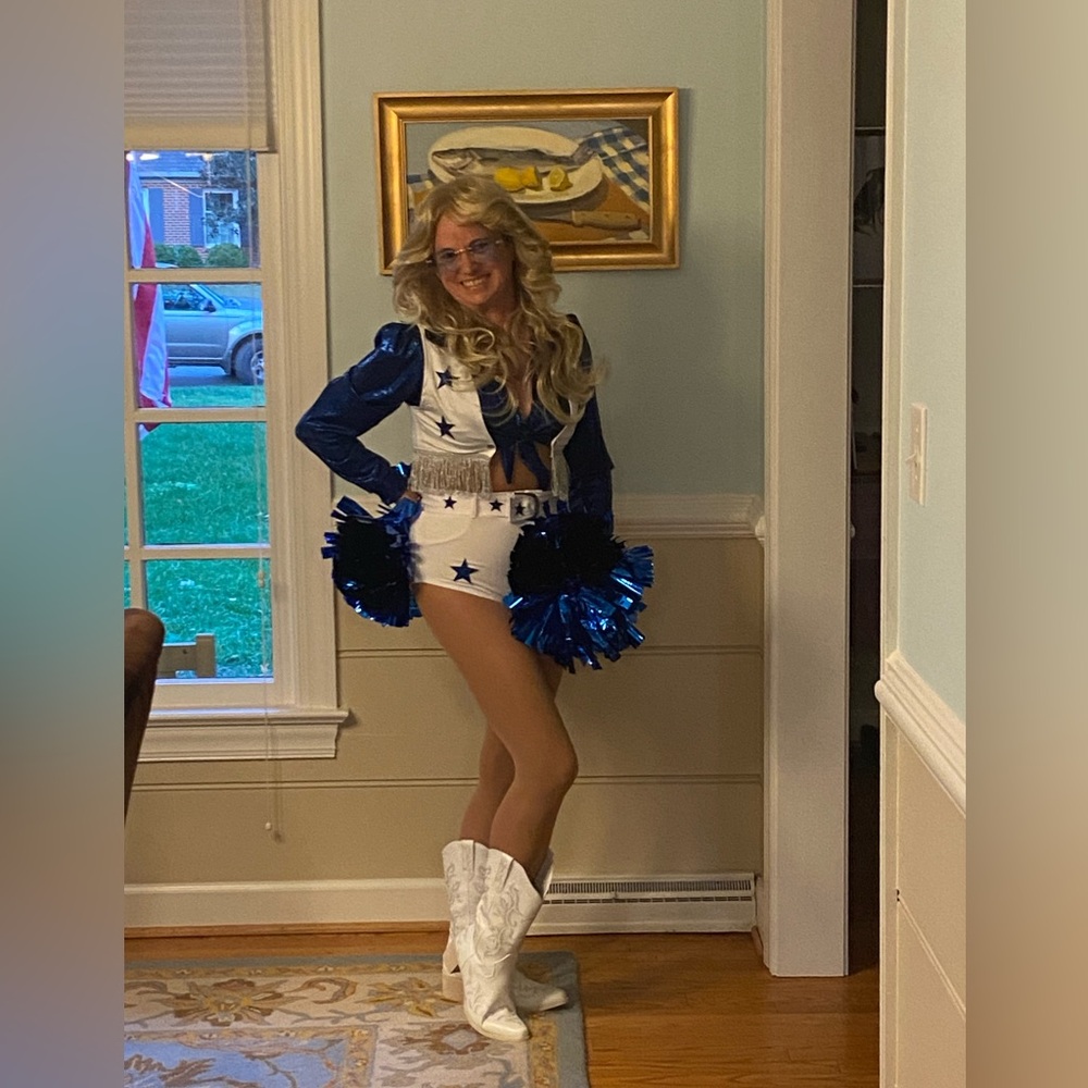 Blue and White DCC Cheerleader Costume Dallas Cowboy - everything you need!!!!